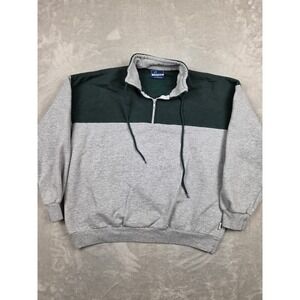 Vintage Pacific & Co. Quarter Zip Sweatshirt Mens L Grey Green *Fits Small
